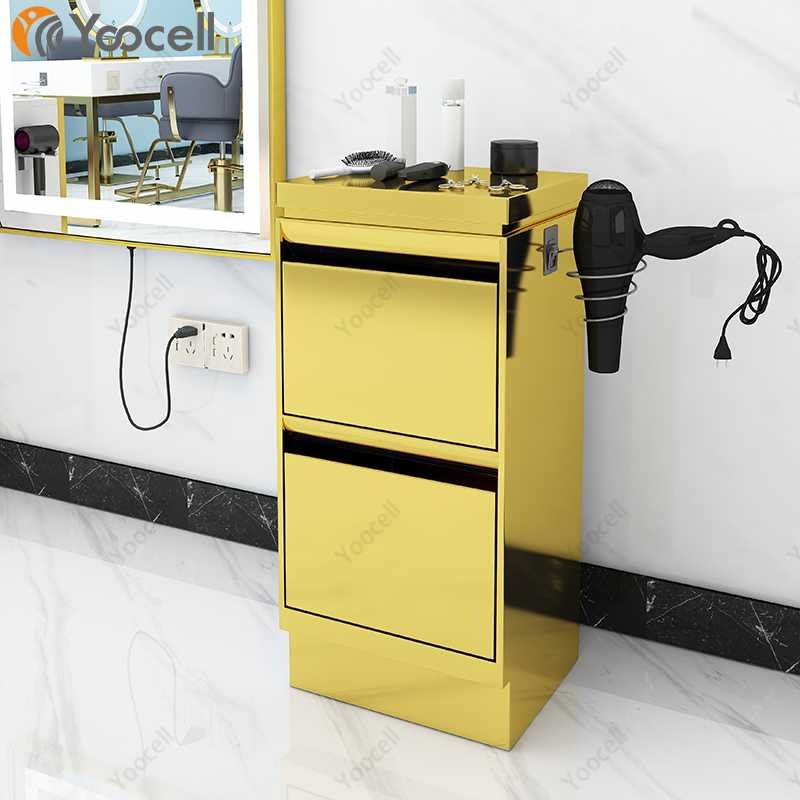 Yoocell black barber shop professional hairdressing hair salon mobile rolling trolley carts material strong and high quality