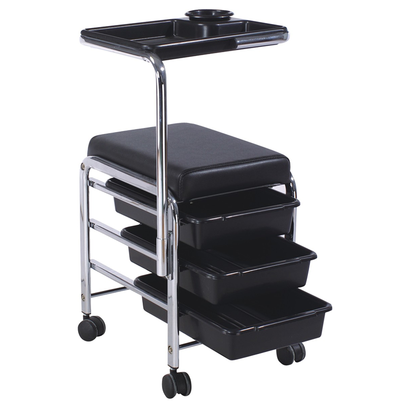 Outlets Plastic Cart Trolley with Towel Hangers Beauty Stool for Hair Salon 3-Tier Shelf Move with 4 Wheels