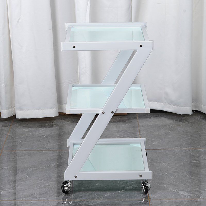 Trolley Beauty Equipment Saloon Trolley Metal White Hair Salon Trolley For Furniture