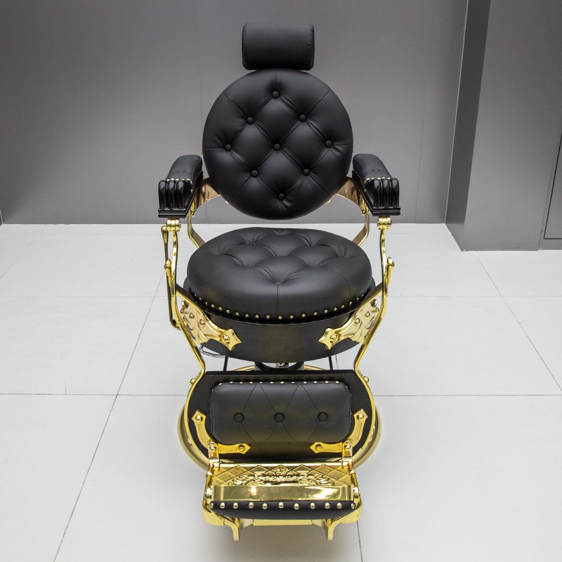 Classic Portable barber hair salon hairdressing chairs professional antique luxury black and gold vintage barber chair For man