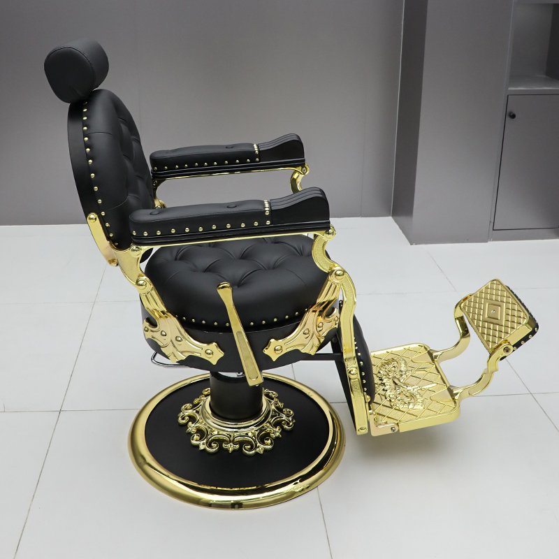 Classic Portable barber hair salon hairdressing chairs professional antique luxury black and gold vintage barber chair For man
