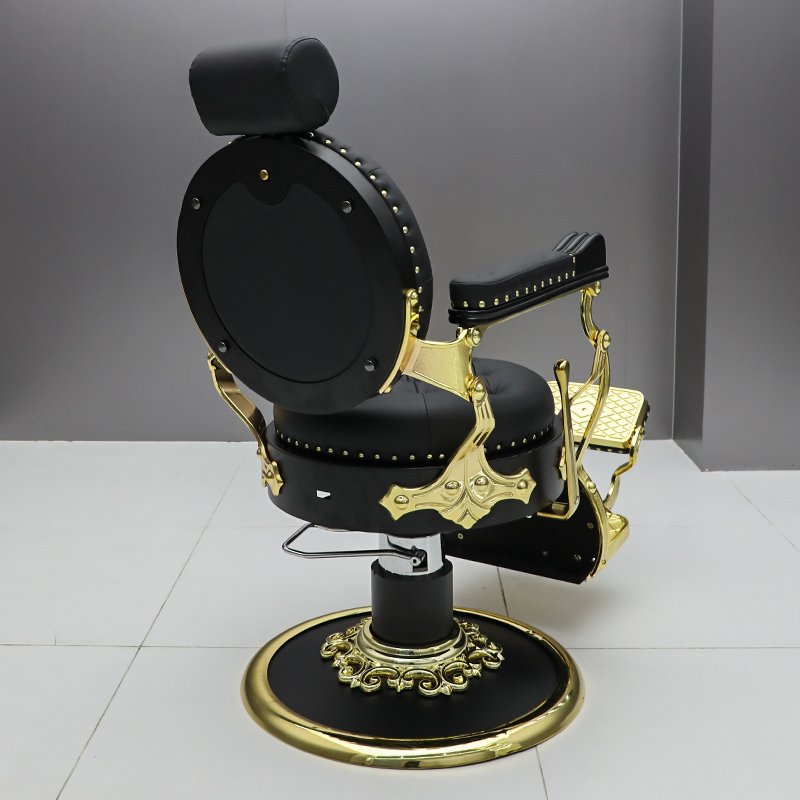 Classic Portable barber hair salon hairdressing chairs professional antique luxury black and gold vintage barber chair For man
