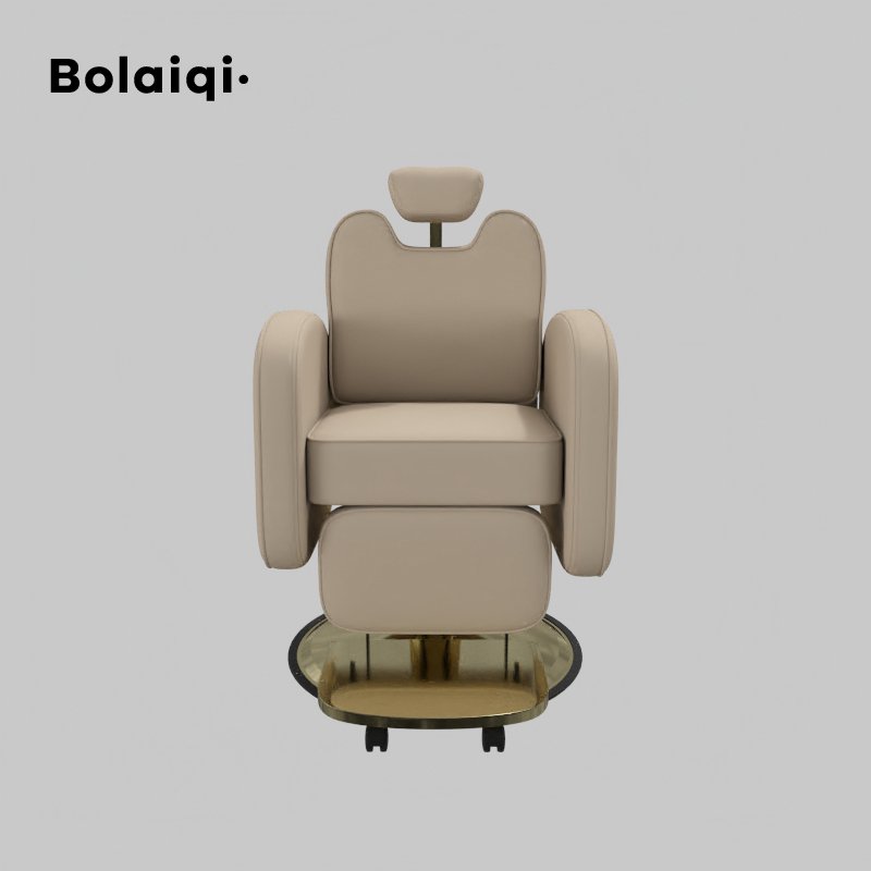 BOLAIQI new barber chair beige gold barber furniture adjustable backrest seat hair care chair barber chair for women