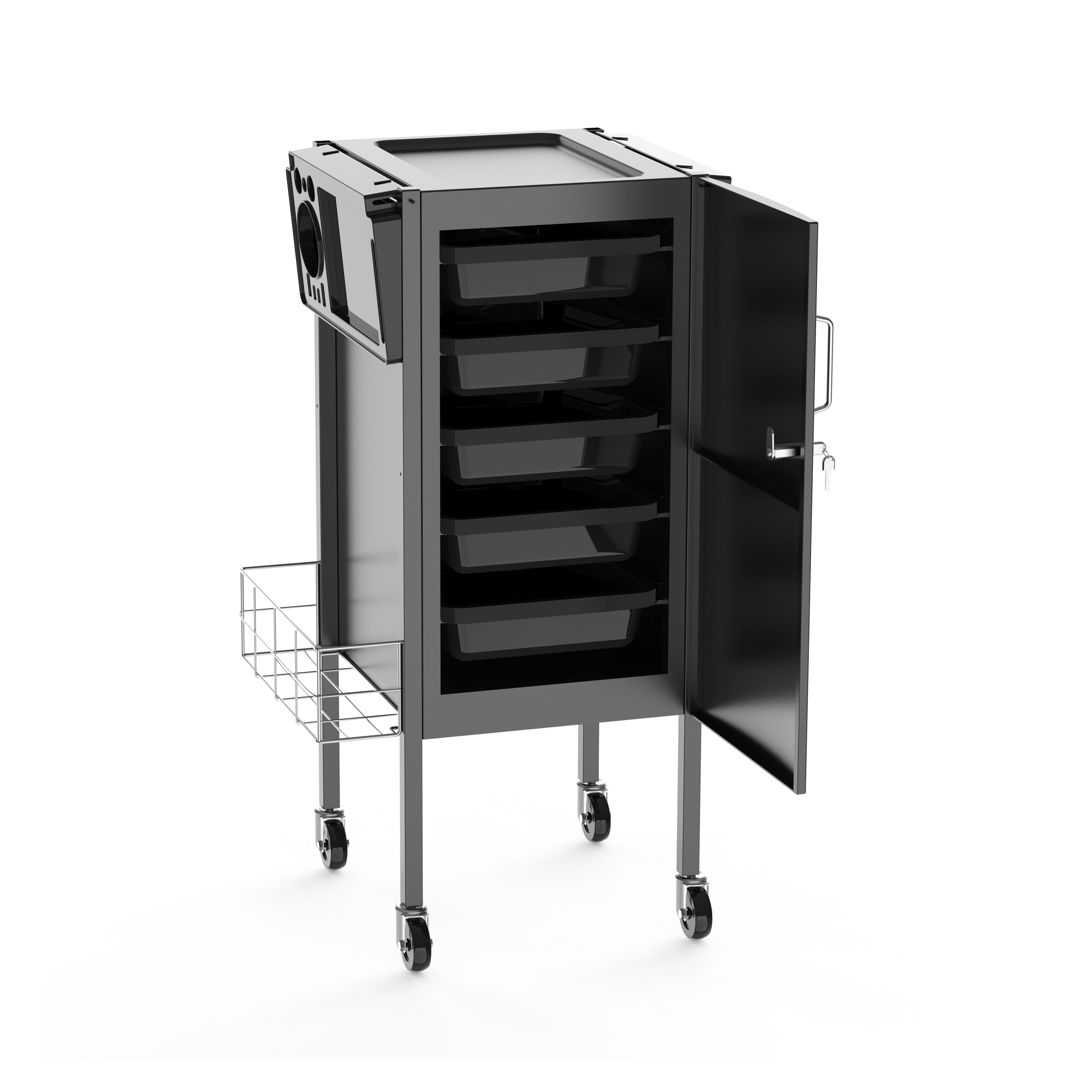 Barbershop Modern Hair Salon Equipment Barber and Supplies Trolley Black Salon Furniture Barber Chair Placing Beauty Things
