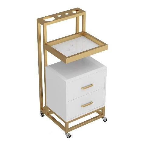 Modern Luxury Pink Wood and Gold Stainless Metal Salon Trolley Hair Spa Beauty Shop Furniture Tools Hand Carts Tools Trolley