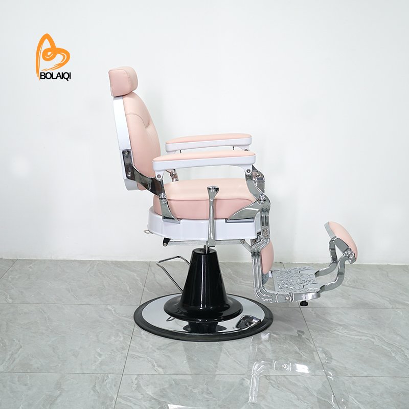 BOLAIQI Hot Sale Modern Salon Hairdressing Styling Chair Hydraulic Durable Aluminum Pink Barber Chair