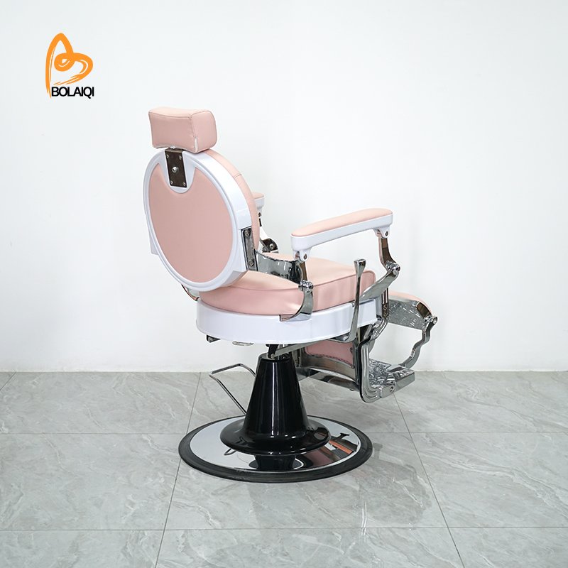 BOLAIQI Hot Sale Modern Salon Hairdressing Styling Chair Hydraulic Durable Aluminum Pink Barber Chair