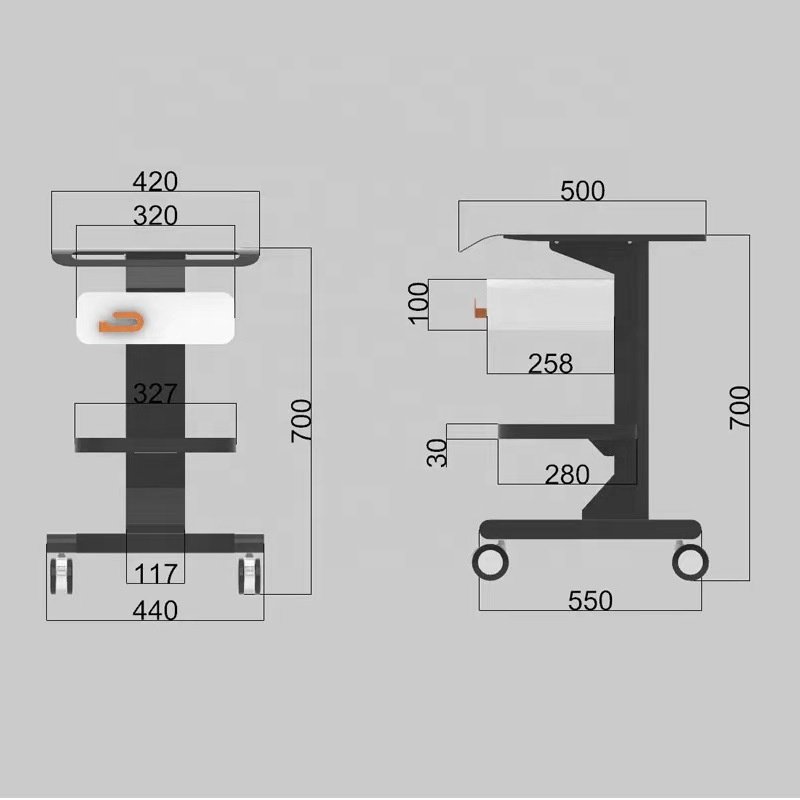Manufacturer direct sales beauty handcart beauty machine abs black salon handcart with drawer