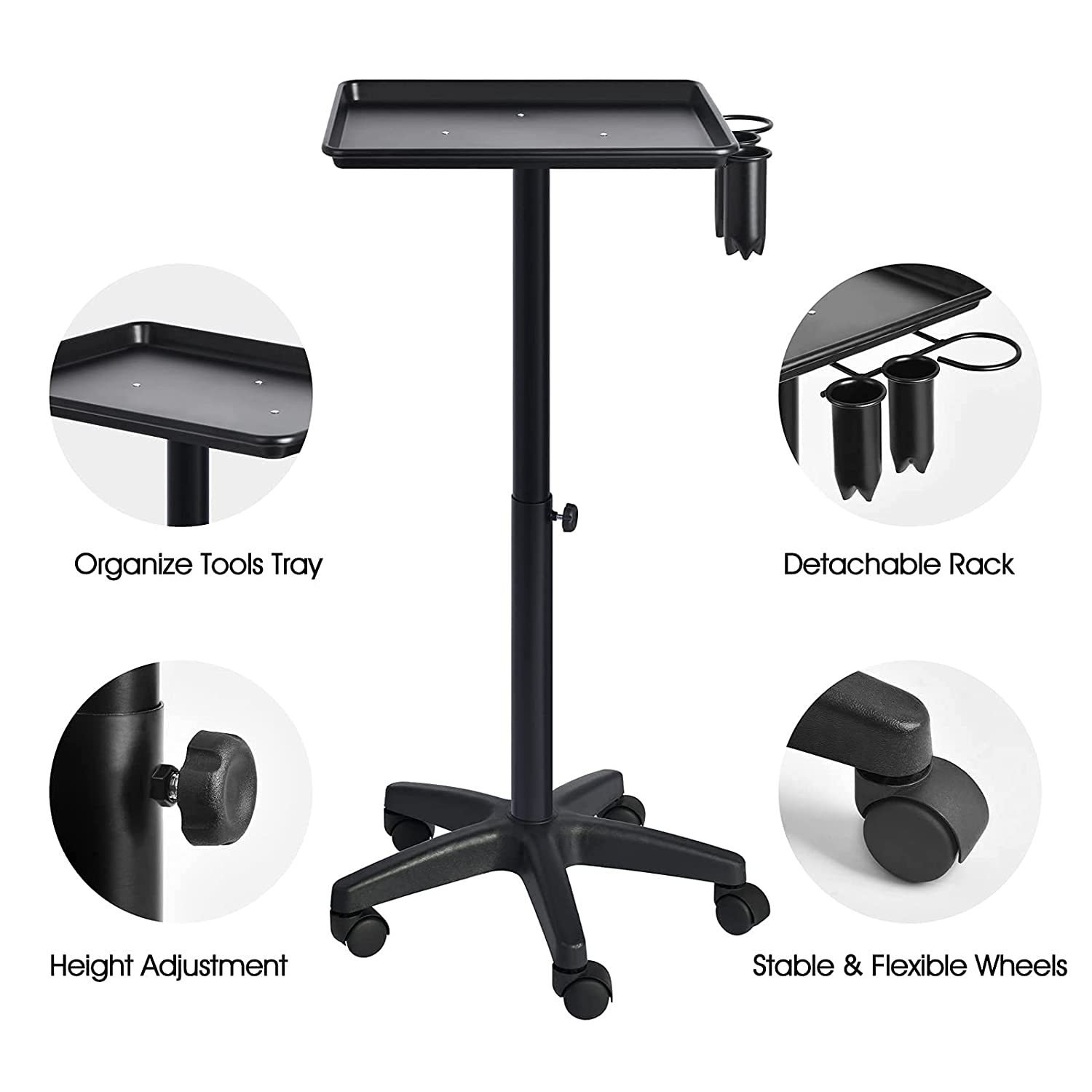 China Salon Equipment Beauty Hair Rolling Cart Portable Aluminum Tray Salon Barber Trolley For Barber Stations