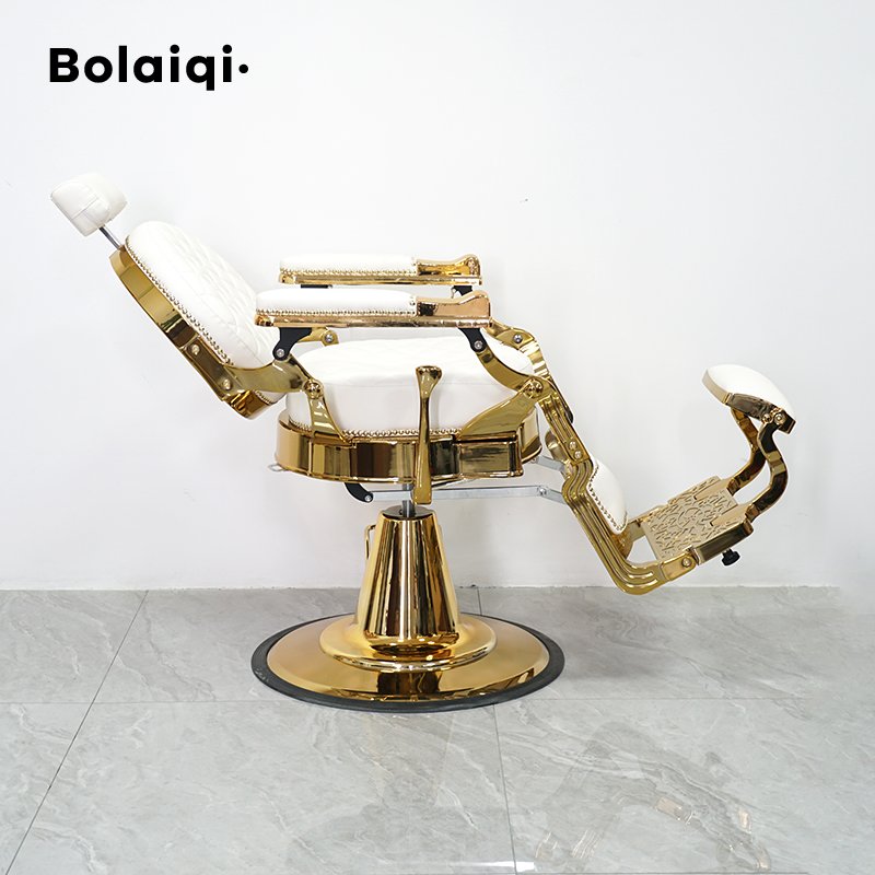 BOLAIQI Hot Sale Modern Salon Hair Styling Chair Hydraulic Durable Gold Aluminum Barber Chair