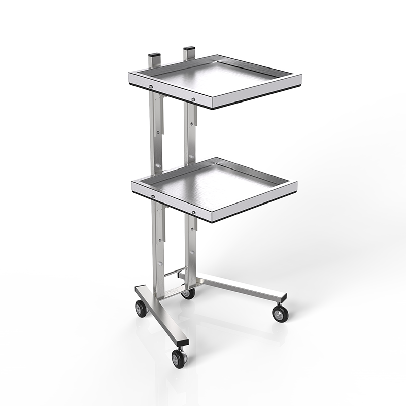 Hot selling silver stainless steel hair salon trolley cart metal 2 tier beauty salon tool car with wheels for barber shop