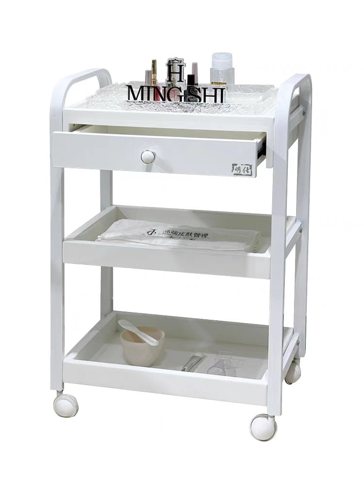 Metal Movable Hair Beauty Salon Trolley Cart Hairdressing Tools Instrument Beauty Storage Cart
