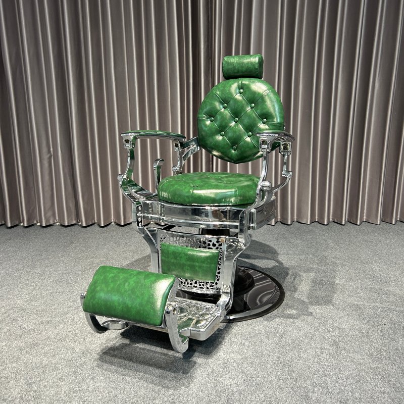 Green Retro luxury vintage leather salon heavy duty barber chair