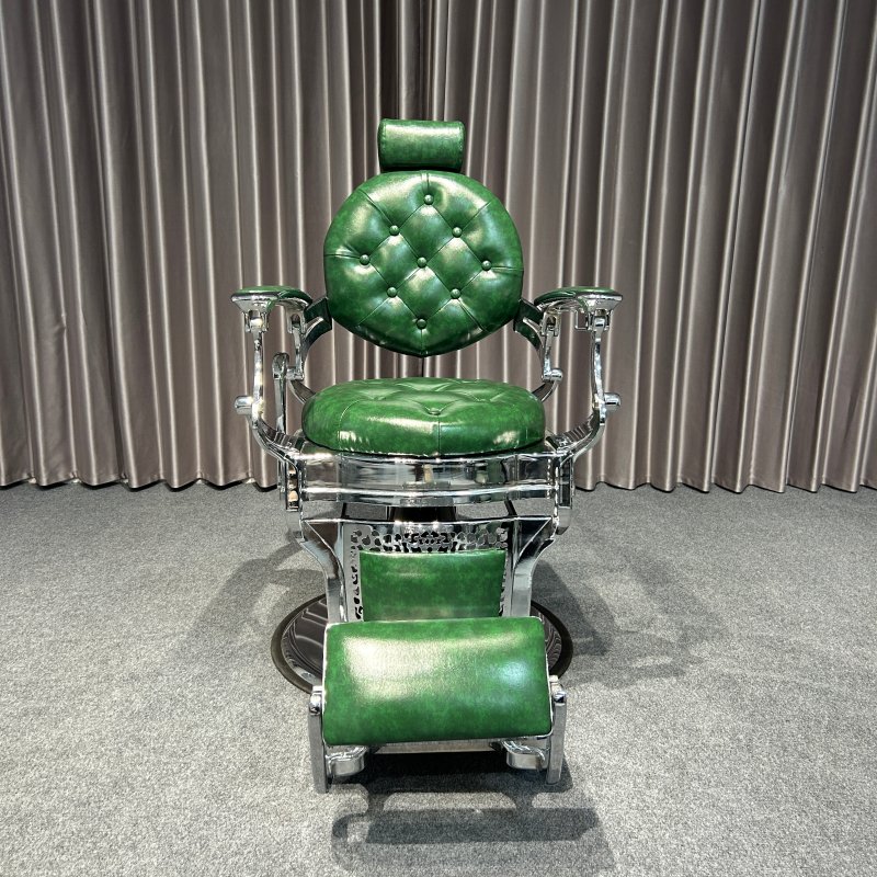 Green Retro luxury vintage leather salon heavy duty barber chair