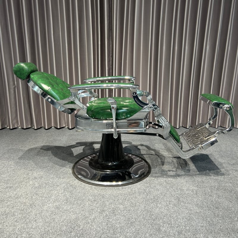 Green Retro luxury vintage leather salon heavy duty barber chair