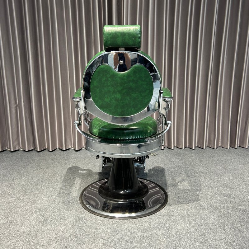 Green Retro luxury vintage leather salon heavy duty barber chair