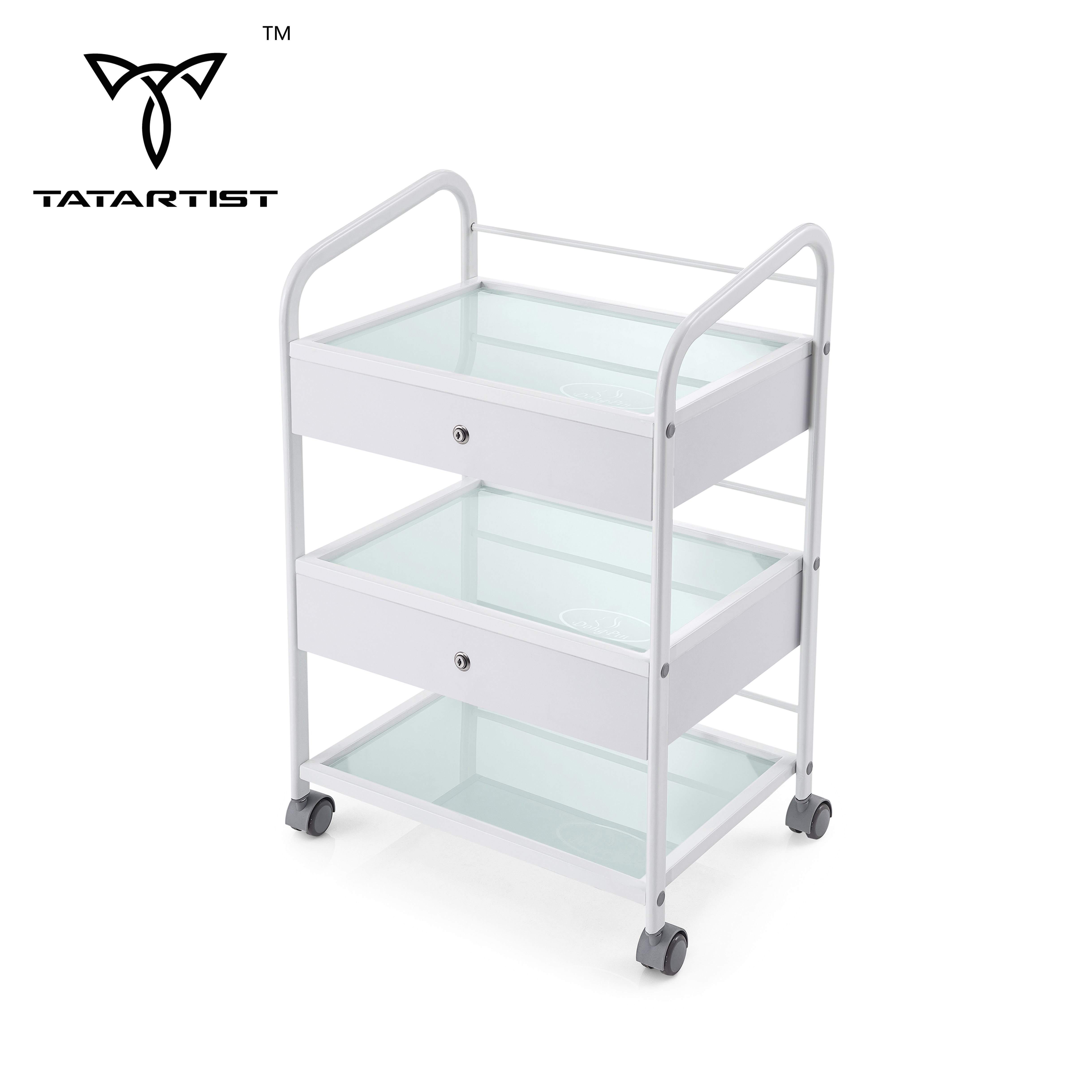 USA Three-layer tempered glass salon cart/hairdressing trolley/beauty salon equipment