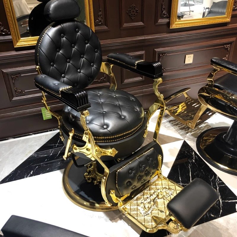High-end luxury gold-plated male barber chair for men's barbershop mass production in factory