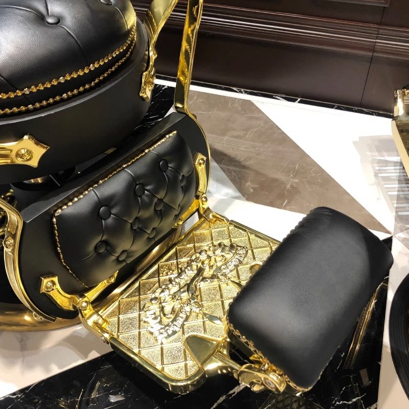 High-end luxury gold-plated male barber chair for men's barbershop mass production in factory