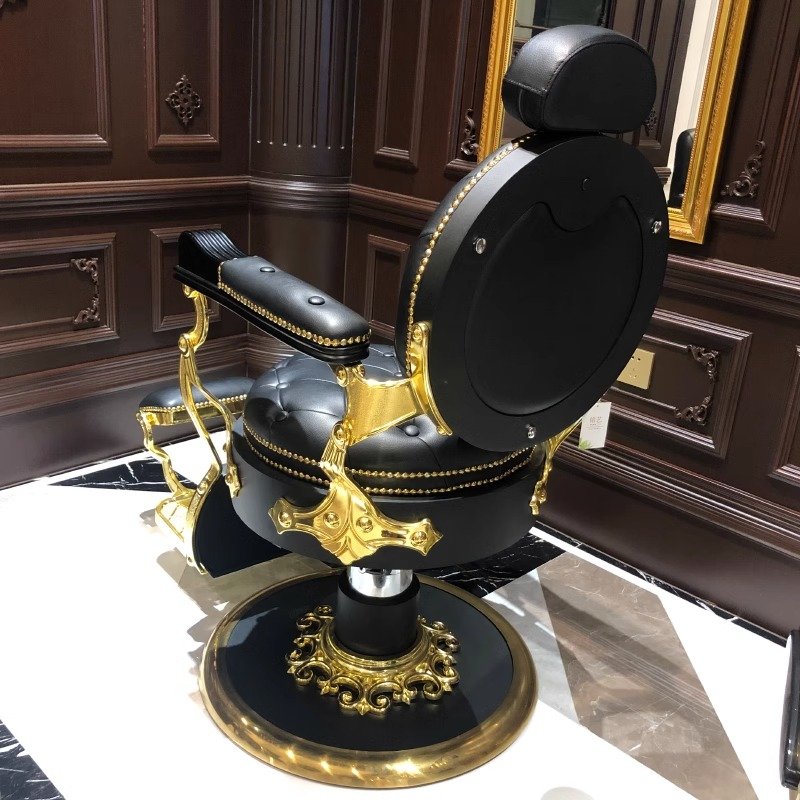 High-end luxury gold-plated male barber chair for men's barbershop mass production in factory