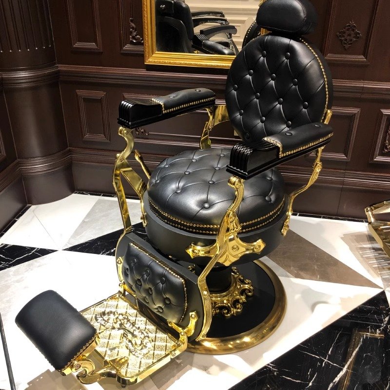 High-end luxury gold-plated male barber chair for men's barbershop mass production in factory