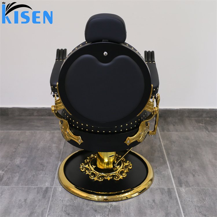 Kisen Luxury Recliner Hair Cutting Chair Beauty barbershop antique salon equipment furniture saloon chairs metal barber chair