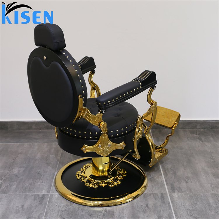 Kisen Luxury Recliner Hair Cutting Chair Beauty barbershop antique salon equipment furniture saloon chairs metal barber chair