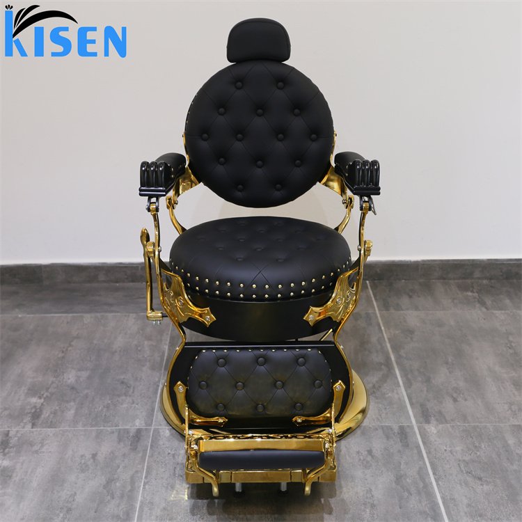Kisen Luxury Recliner Hair Cutting Chair Beauty barbershop antique salon equipment furniture saloon chairs metal barber chair