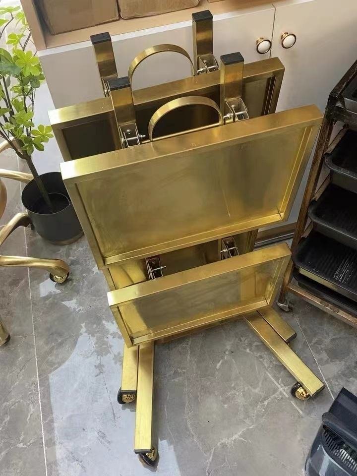 Modern Hair Saloon Silver Tools Cart Folding Stainless Steel Beauty Salon Trolley Gold With Wheels