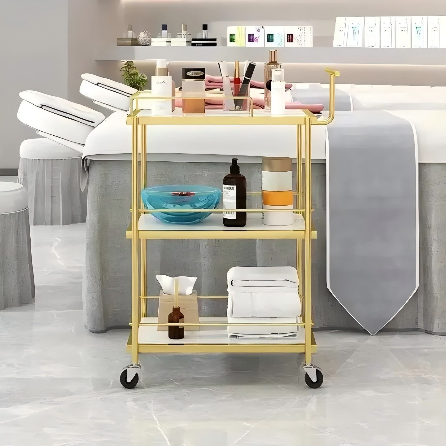 2024 YOUTAI Light Luxury Hot Selling Multi-Tier Storage Shelf Salon Tool Trolly Salon Furniture