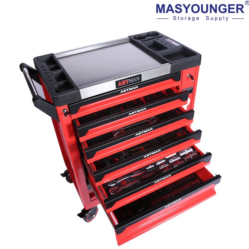Steel Mutil-functional Tool Cabinet Workshop Heavy Duty Six Drawers Tool Trolley