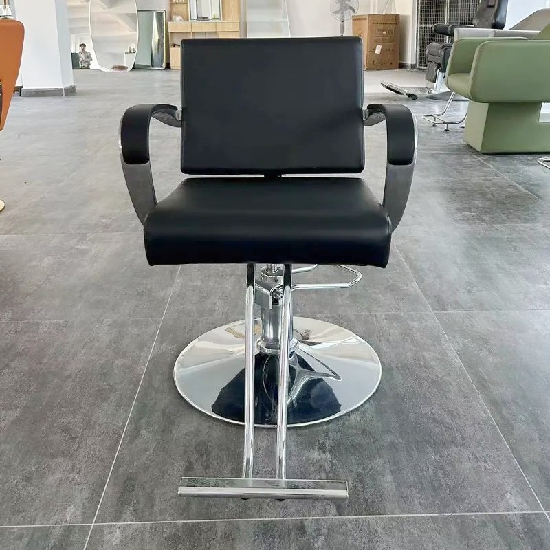 Black Modern Barber Shop Chair For Men's Synthetic Leather Reclining Barber Chair With Headrest Salon Barber Chairs