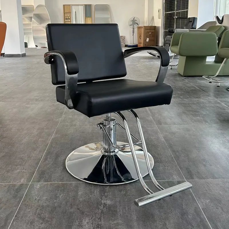 Black Modern Barber Shop Chair For Men's Synthetic Leather Reclining Barber Chair With Headrest Salon Barber Chairs