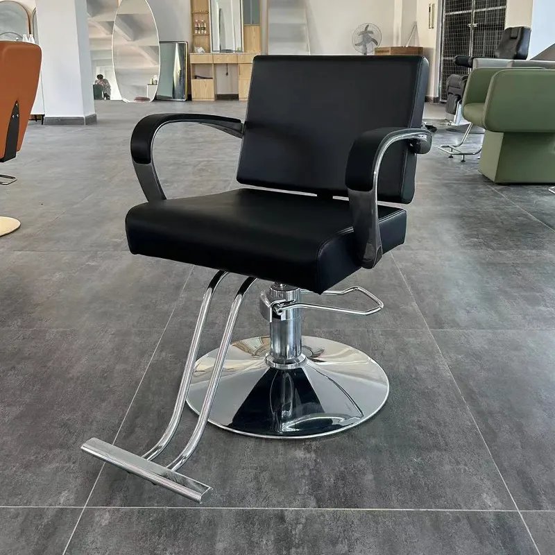 Black Modern Barber Shop Chair For Men's Synthetic Leather Reclining Barber Chair With Headrest Salon Barber Chairs