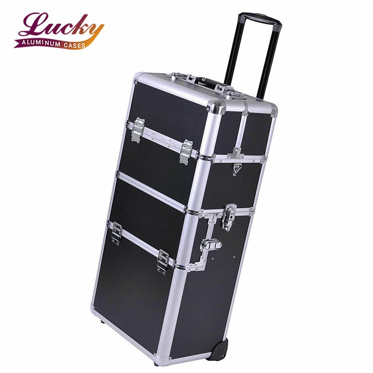 3 in1 Rolling Makeup Cosmetic Case Trolley Nail Train Box Salon Organizer With Wheels