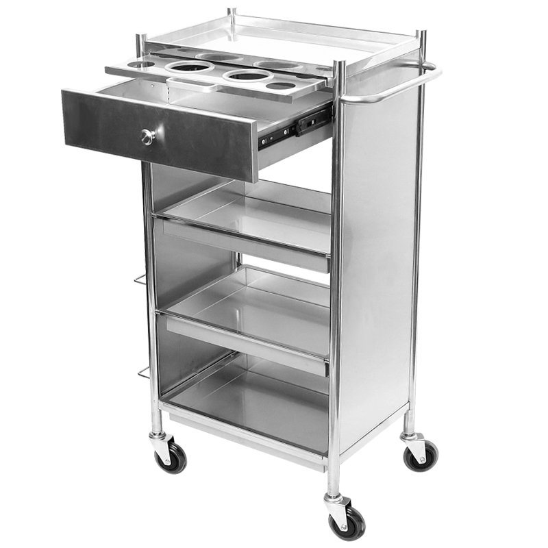 Hot Barber Shop Tool Cabinet Stainless Steel Beauty Salon Cart Gold Metal Salon Trolley