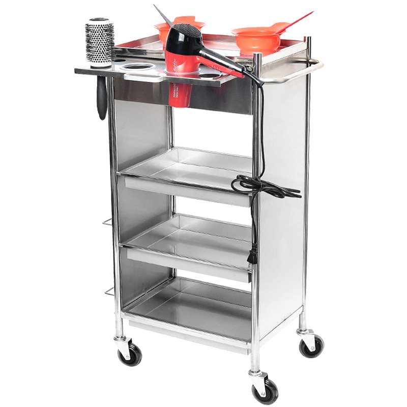 Hot Barber Shop Tool Cabinet Stainless Steel Beauty Salon Cart Gold Metal Salon Trolley