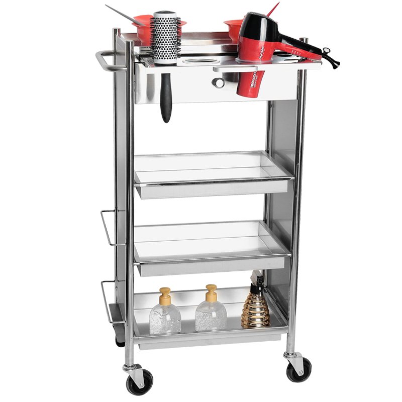 Hot Barber Shop Tool Cabinet Stainless Steel Beauty Salon Cart Gold Metal Salon Trolley