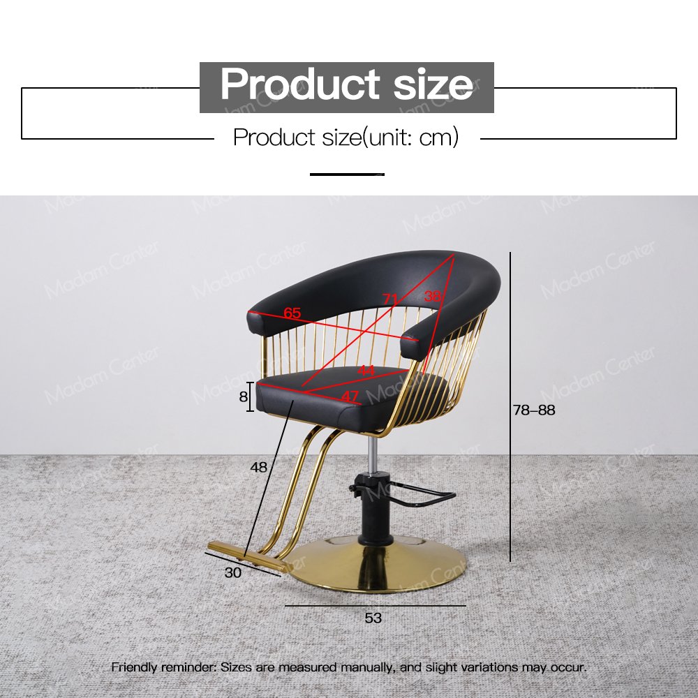 Madamcenter Vintage Beauty Salon Furniture Luxury Royal Gold Black Hairdressing Chair Antique Barber Shop Chair for Woman