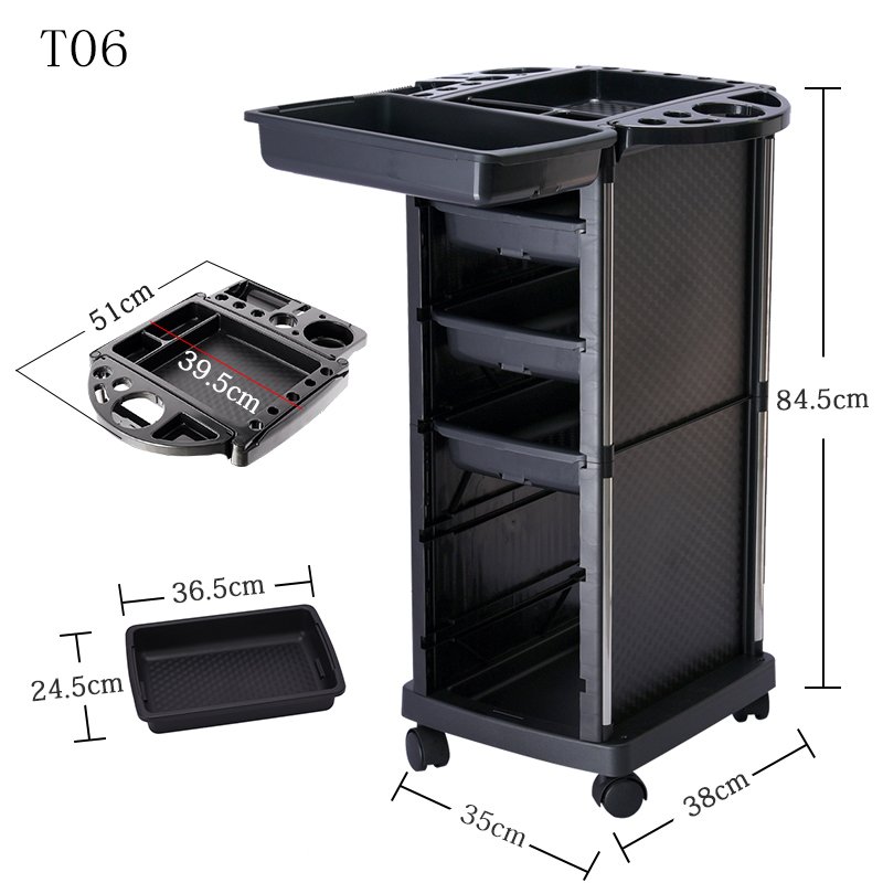High Quality Factory Direct Beauty Hair Salon Trolley Hand Carts Hairdressing Trolleys Salon Furniture with Drawers Plastic 6kgs