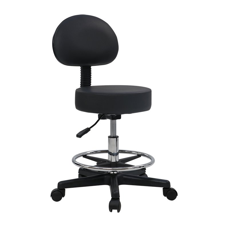 Mid Back Adjustable Aluminum Five-Star Base Massage Stool with Chrome Bar Ring Medical Clinic Tattoo Spa Salon Barber Chair