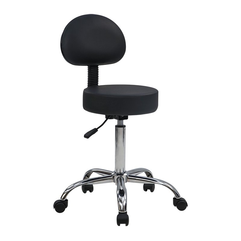 Mid Back Adjustable Aluminum Five-Star Base Massage Stool with Chrome Bar Ring Medical Clinic Tattoo Spa Salon Barber Chair