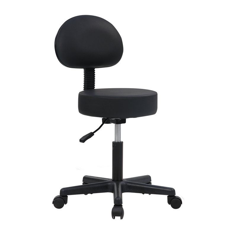 Mid Back Adjustable Aluminum Five-Star Base Massage Stool with Chrome Bar Ring Medical Clinic Tattoo Spa Salon Barber Chair