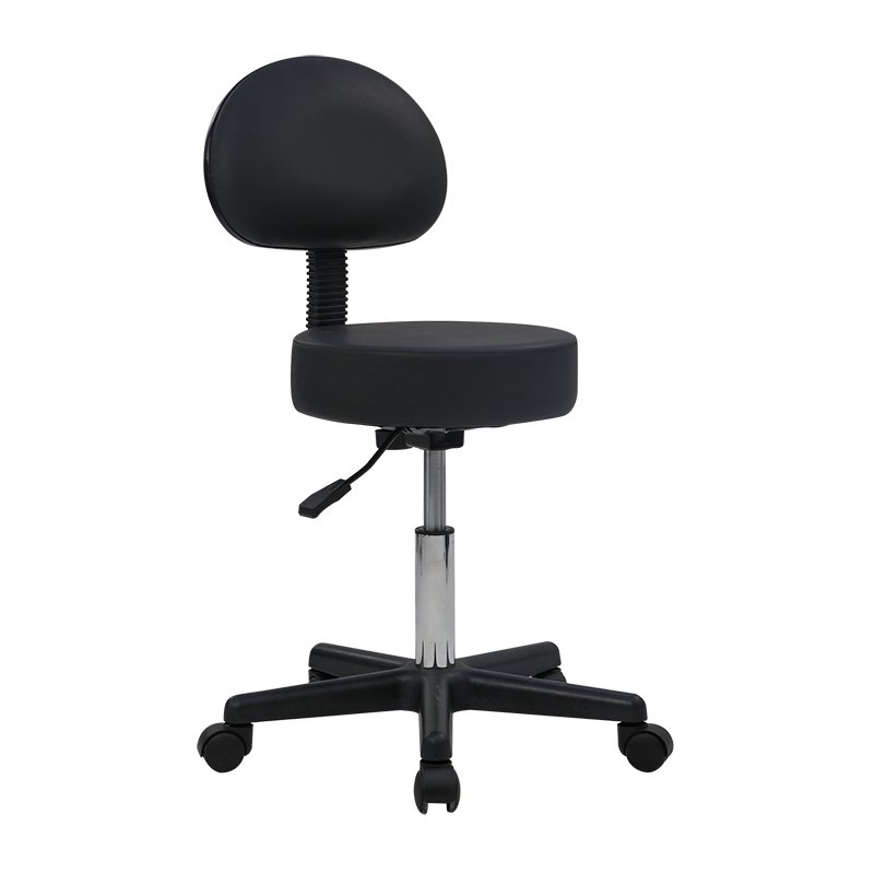 Mid Back Adjustable Aluminum Five-Star Base Massage Stool with Chrome Bar Ring Medical Clinic Tattoo Spa Salon Barber Chair