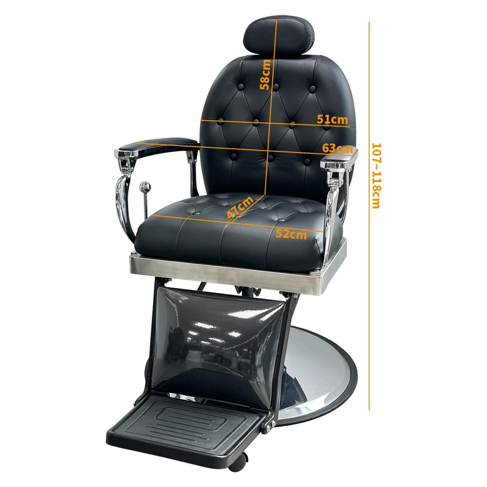 Modern beauty salon barber shop furniture black leather hairdressing styling chair reclining hydraulic barber chair