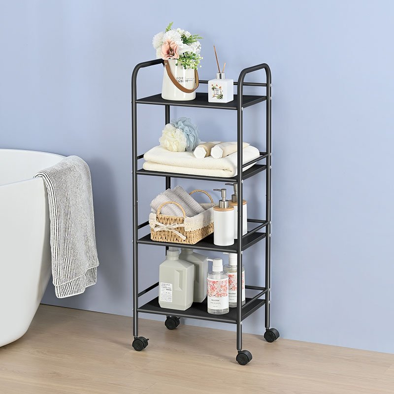 Save Space 3 4 5 Tier Storage Organizer Rack Movable Shelf Trolley Metal Rolling Storage Cart For Kitchen Bathroom Living room