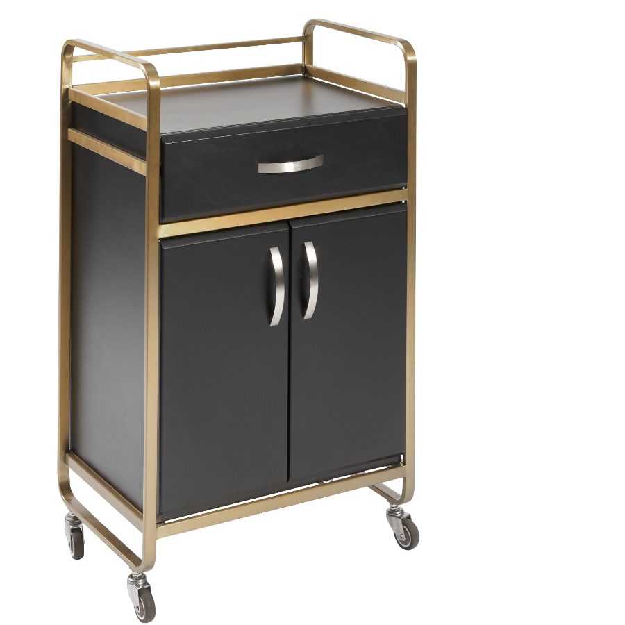 Nyomi Luxury Beauty Trolley in Black & Gold by SEC Metal Iron with Plastic Design for Home Apartment Hair Salon Barber Shop