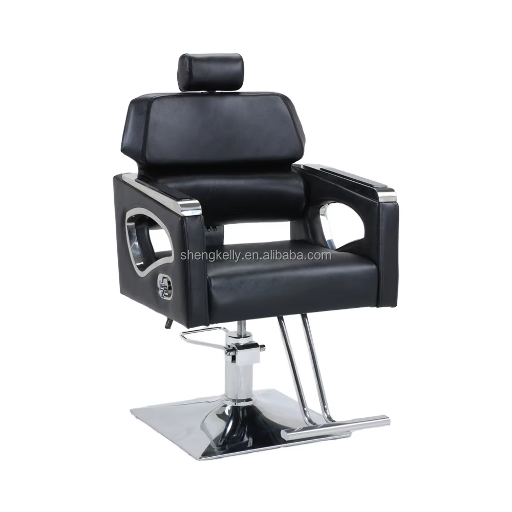 Siman Modern Genuine Leather Barber Chair Lifting Hairdressing Beauty Salon Furniture with Stainless Steel Synthetic Leather