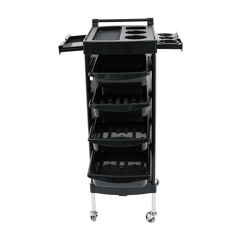 logo customization salon trolley with drawers black for beauty equipment