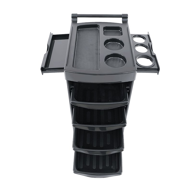 logo customization salon trolley with drawers black for beauty equipment